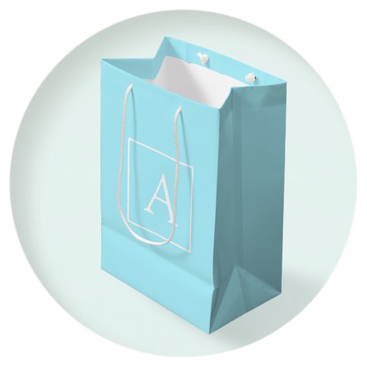 Sac Cadeau Moyen Monogramme simple bleu ciel