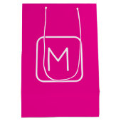 Sac Cadeau Moyen Monogramme simple et moderne initial | Rose et bla (Dos)