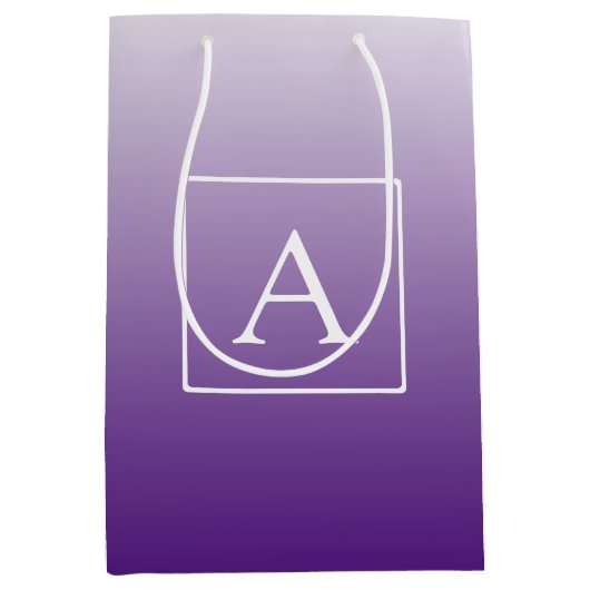 Sac Cadeau Moyen Monogramme simple | Plutôt Violet Ombre Gradient (Devant)