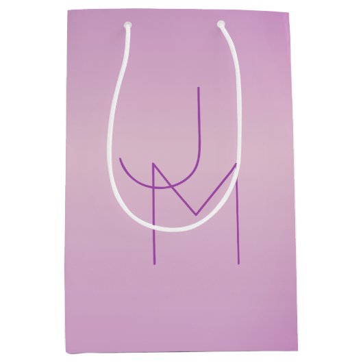 Sac Cadeau Moyen Monogramme superposé unique | Rose lavande doux (Devant)