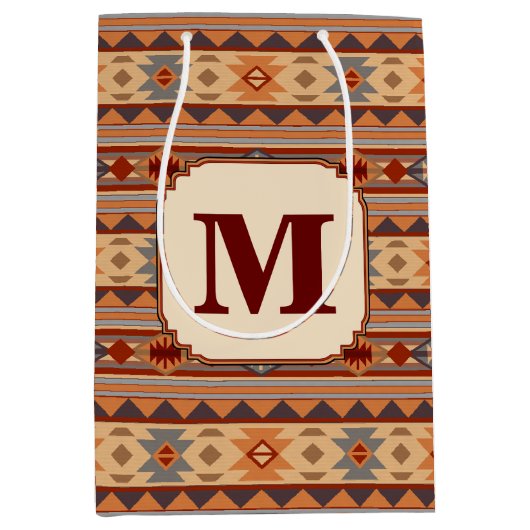 Sac Cadeau Moyen Monogramme Tan Design Sud-Ouest (Devant)