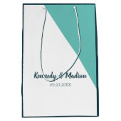 Sac Cadeau Moyen Monogramme turquoise 💍 Élégance géométrique moder (Devant)