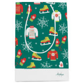 Sac Cadeau Moyen Monogramme turquoise Feux de neige Motif Noël de f (Devant)