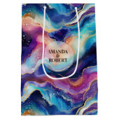 Sac Cadeau Moyen Monographie de parties scintillant d'agate arc-en- (Dos)