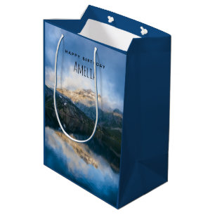 Sac Cadeau Moyen Montagnes et lac Pittoresque Nature Photo Annivers