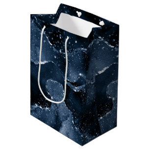 Sac Cadeau Moyen Moody Agate Marine Denim Steel Blue Faux Parties