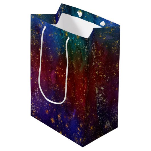 Sac Cadeau Moyen Moody Ombre | Psychédélique Grunge Gold Stardust M (Devant Angle)