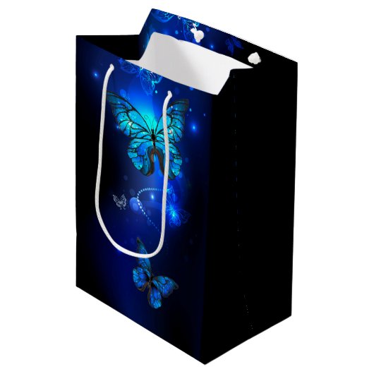 Sac Cadeau Moyen Morpho Butterfly in the Dark Background (Devant Angle)