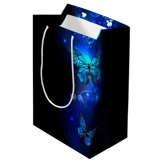 Sac Cadeau Moyen Morpho Butterfly in the Dark Background (Dos Angle)