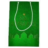 Sac Cadeau Moyen Mosquée verte de l'or de l'Aïd Moubarak (Dos)