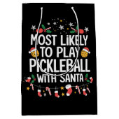 Sac Cadeau Moyen Most Likely To Play Pickleball With Santa Family (Devant)