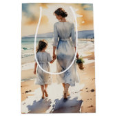 Sac Cadeau Moyen Mother and Daughter Walking the Beach (Devant)