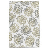 Sac Cadeau Moyen Motif à fleurs d'or en argent rétro (Devant)