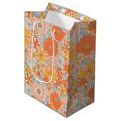 Sac Cadeau Moyen Motif à fleurs Orange Retro (Devant Angle)
