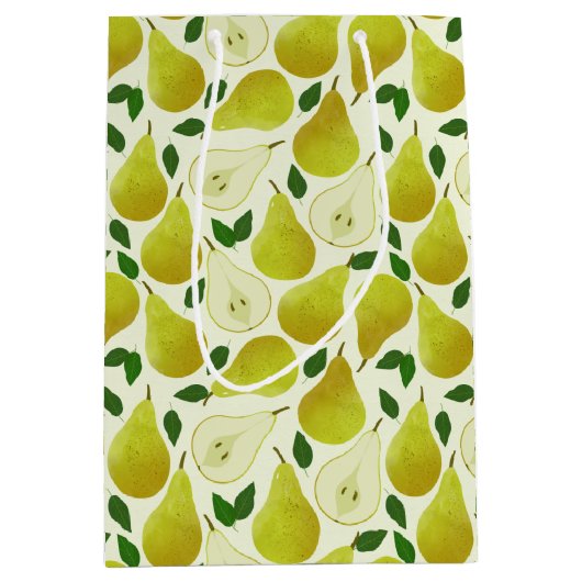 Sac Cadeau Moyen Motif à poires vertes (Devant)