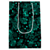 Sac Cadeau Moyen Motif à pois vert turquoise sur noir (Dos)