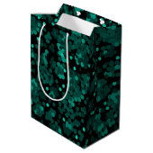 Sac Cadeau Moyen Motif à pois vert turquoise sur noir (Dos Angle)
