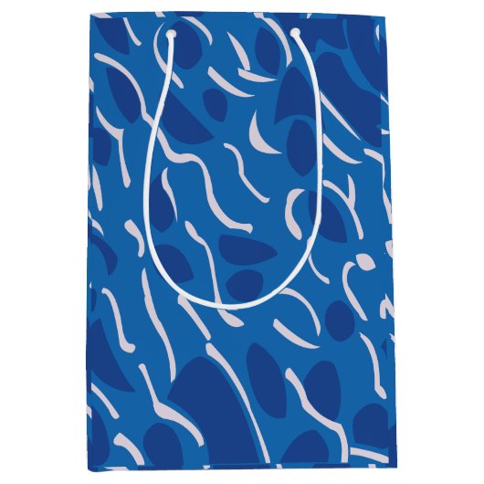 Sac Cadeau Moyen Motif Abstrait Blue Water Waves (Devant)