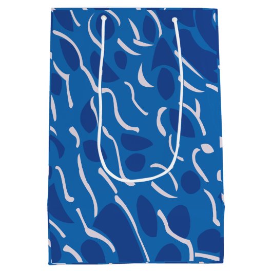 Sac Cadeau Moyen Motif Abstrait Blue Water Waves (Dos)