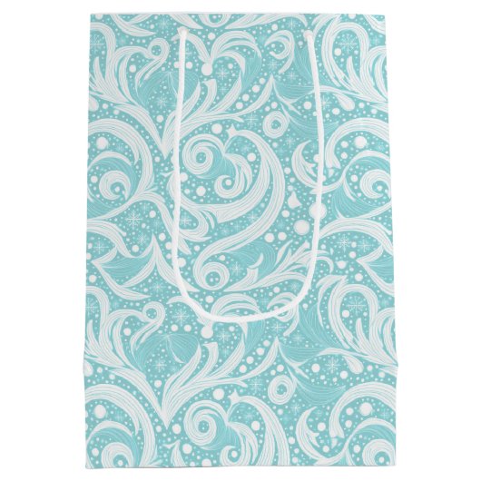 Sac Cadeau Moyen Motif Abstrait turquoise Snowflake #10 ID1009 (Dos)