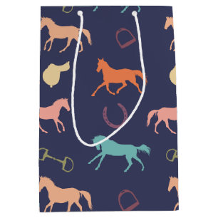 Sac Cadeau Moyen Motif anglais multicolore de cheval d'amusement
