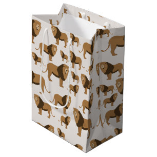 Sac Cadeau Moyen Motif animal du lion de la jungle