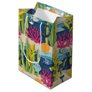 Sac Cadeau Moyen Motif aquarelle nautique rétro (10)
