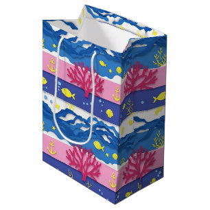 Sac Cadeau Moyen Motif aquarelle nautique rétro (13)