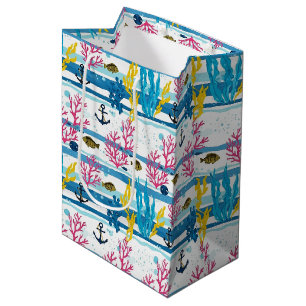 Sac Cadeau Moyen Motif aquarelle nautique rétro (2)
