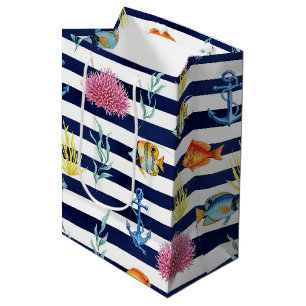 Sac Cadeau Moyen Motif aquarelle nautique rétro (8)