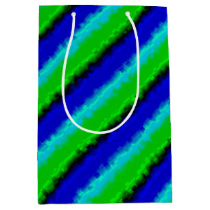 Sac Cadeau Moyen Motif arc-en-ciel bleu vert abstrait 3D