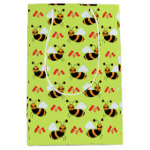 Sac Cadeau Moyen Motif Bees Honeybee Fleurs rouges (Devant)