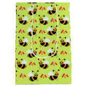 Sac Cadeau Moyen Motif Bees Honeybee Fleurs rouges (Dos)