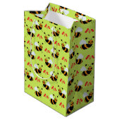 Sac Cadeau Moyen Motif Bees Honeybee Fleurs rouges (Dos Angle)