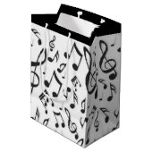 Sac Cadeau Moyen Motif Black Music Notes Conception d'impression (Dos Angle)