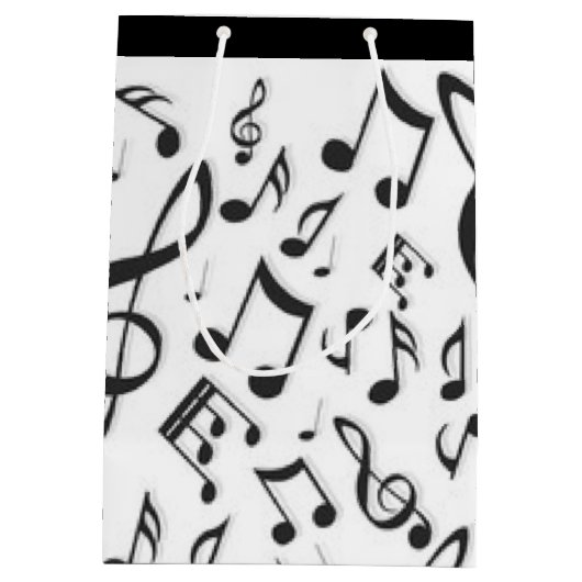 Sac Cadeau Moyen Motif Black Music Notes Conception d'impression (Dos)