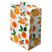 Sac Cadeau Moyen Motif botanique d'agrumes orange (Dos Angle)