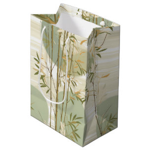 Sac Cadeau Moyen Motif botanique de la forêt de bambou Zen (3)