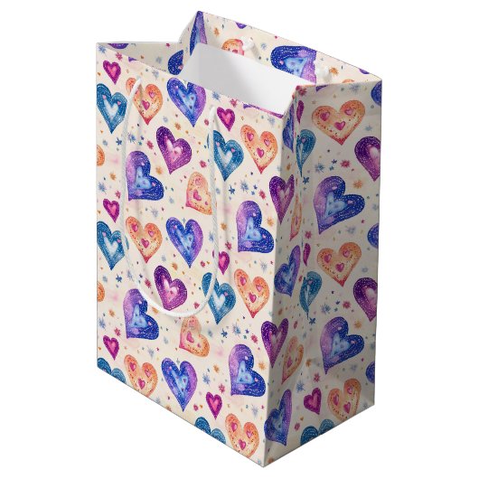 Sac Cadeau Moyen motif coeurs (Dos Angle)