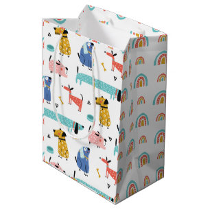 Sac Cadeau Moyen Motif coloré Chien Et Arc-En-Ciel