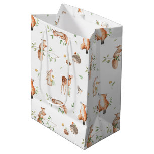 Sac Cadeau Moyen Motif d'amis animaux de bois mignon