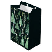 Sac Cadeau Moyen Motif d'arbre de Noël (Devant Angle)