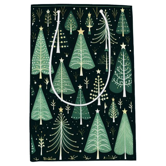 Sac Cadeau Moyen Motif d'arbre de Noël (Devant)