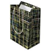 Sac Cadeau Moyen Motif d'art Lignes de grille jaune (Dos Angle)