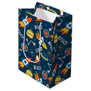 Sac Cadeau Moyen Motif d'aventures spatiales colorées