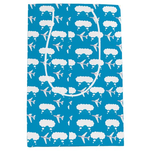 Sac Cadeau Moyen Motif d'avion Sky Blue (Devant)