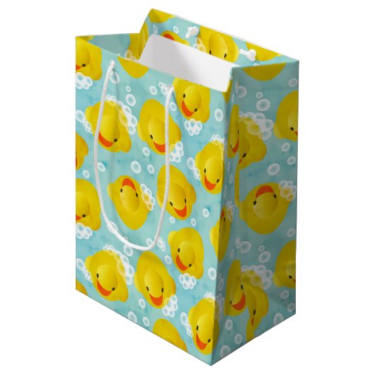 Sac Cadeau Moyen Motif de bain canards en caoutchouc (Devant Angle)
