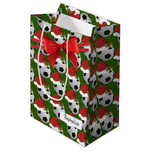 Sac Cadeau Moyen Motif de ballon de football de Noël