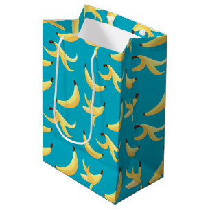 Sac Cadeau Moyen Motif de banane jaune rétro amusant, éditable pour