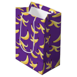 Sac Cadeau Moyen Motif de banane jaune rétro drôle éditable pour fê